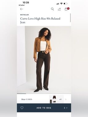 Abercrombie Curve Love High Rise 90s relaxed Jean size 16 in color Brown